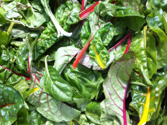 Chard leaves in a pile