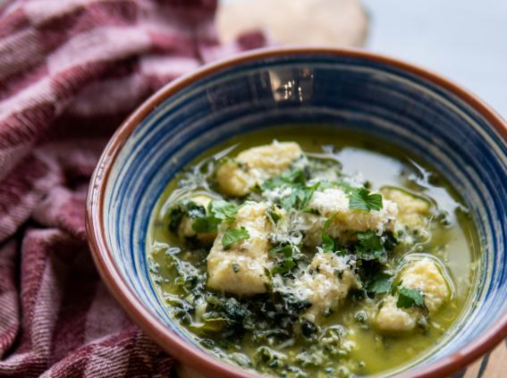 Easy Gnocchi With Kale Broth & Cais Na Tire (Irish Hard Parmesan Esque Cheese)