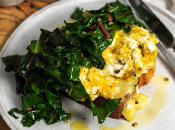 Fumbally Eggs On Brioche With Wilted Chard