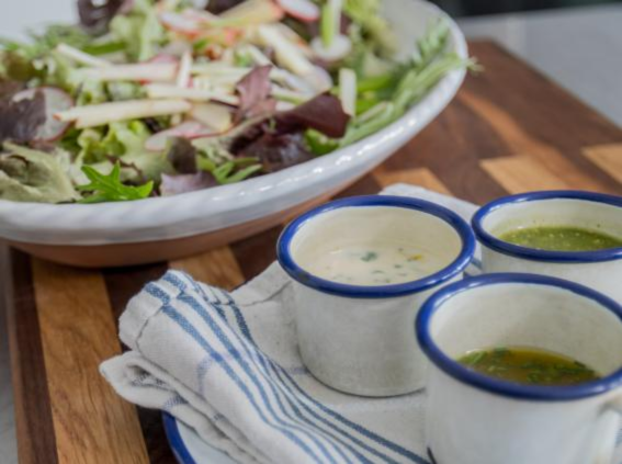 Stupidly Green Salad With Trio Of Dressings