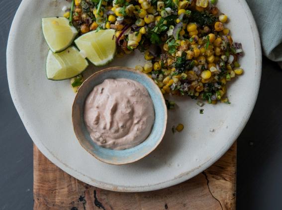 Sweetcorn Fritters With Tamarind And Chipotle Yoghurt And Lots Of Lime
