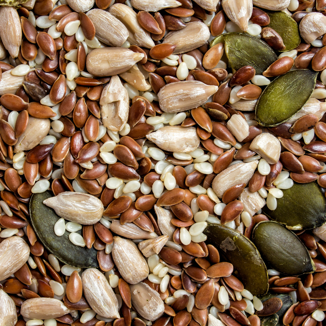 A large collection of different types of seeds